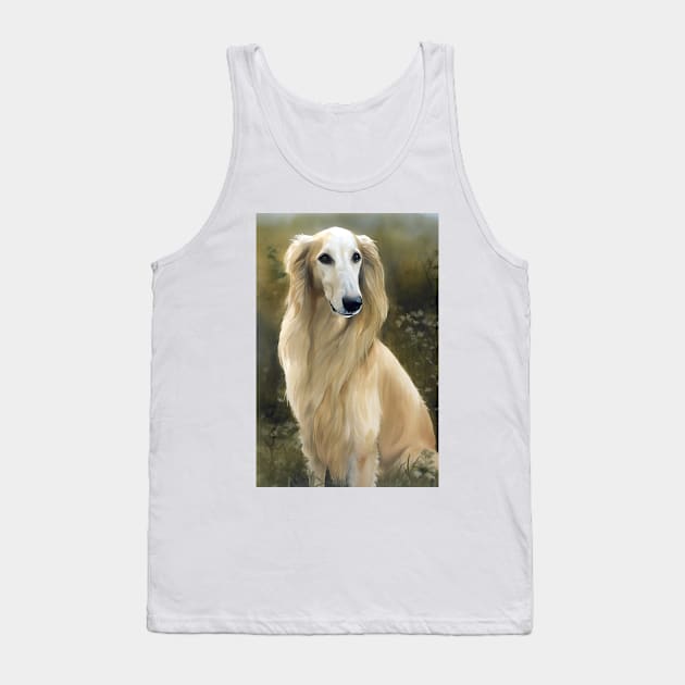 Afghan Hound in the Forest Watercolor design Tank Top by designs4days